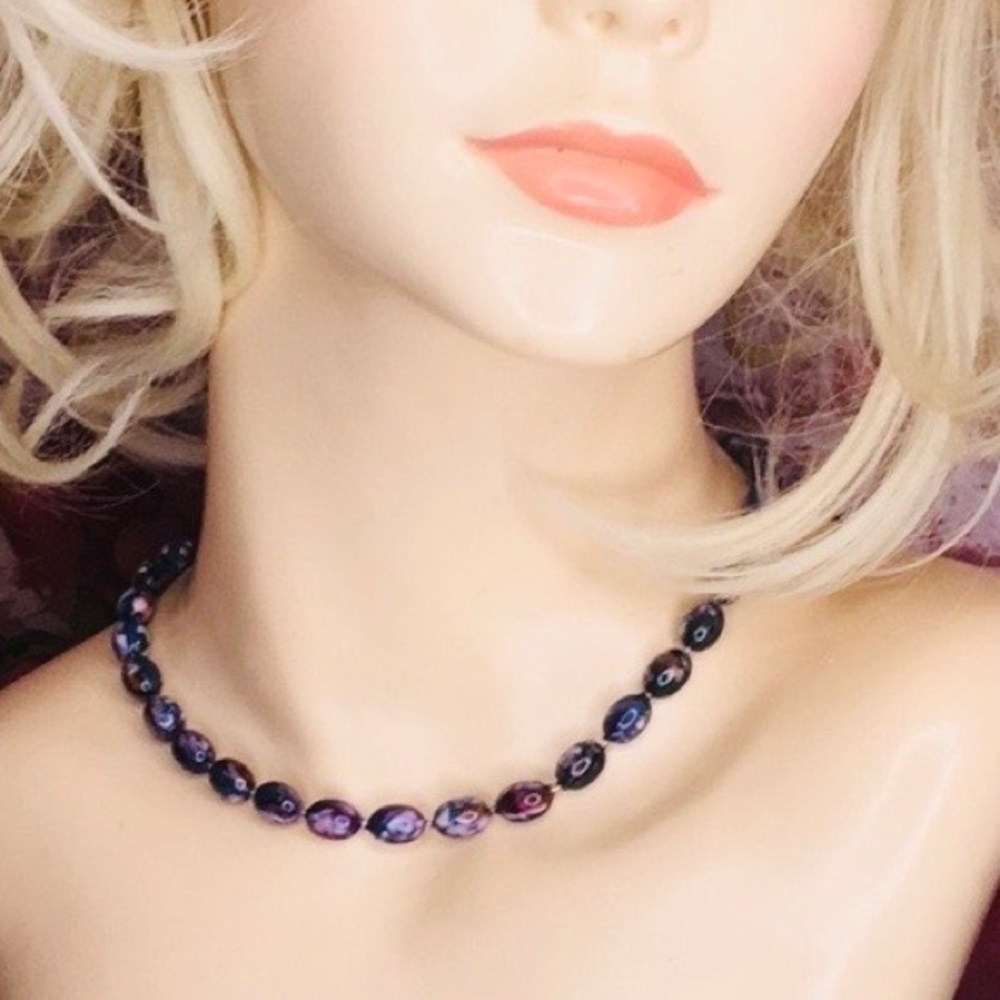 Vintage Purple and Blue Ombre Glass Bead Necklace